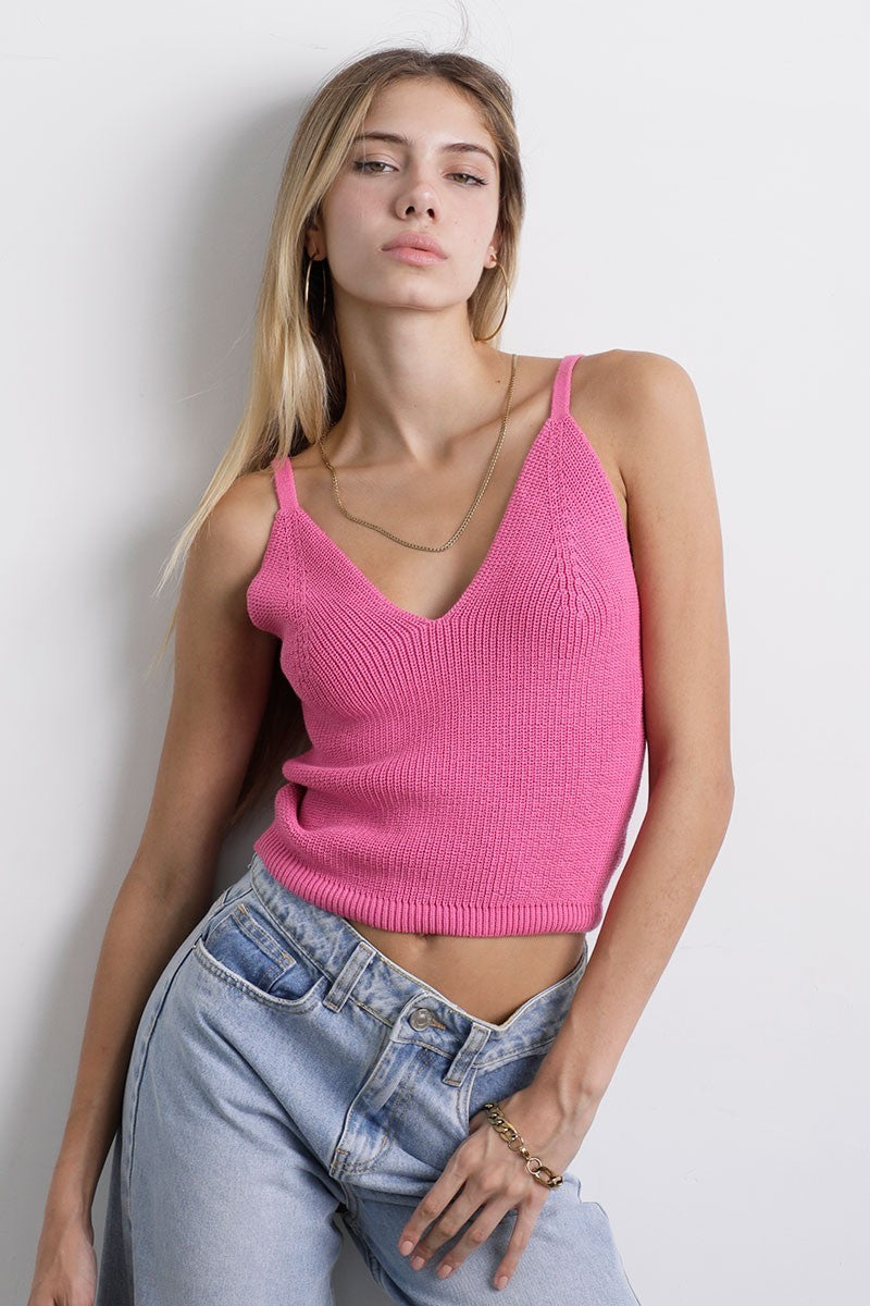 Luna Knit Top  Fucsia