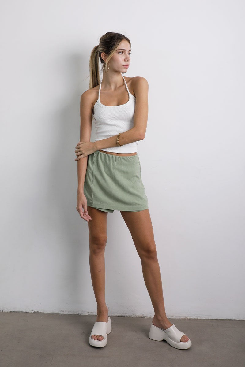 Short Falda Lino Verde