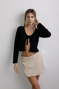 Short Falda Cuerina Beige