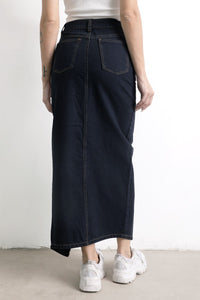 Falda Midi Jean Indigo Azul