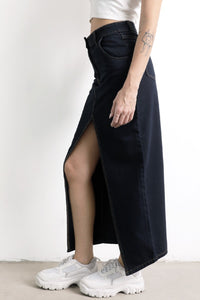 Falda Midi Jean Indigo Azul