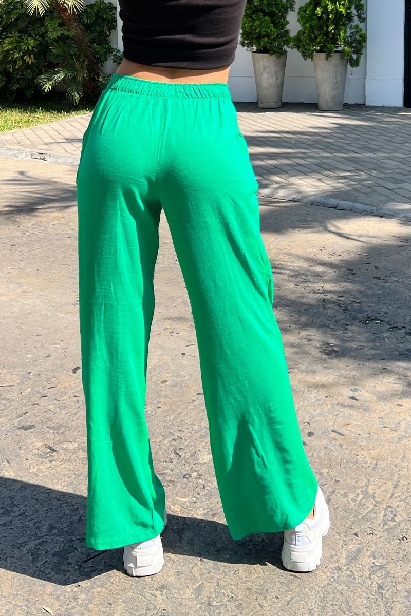 Pantalón Wide Lino Verde