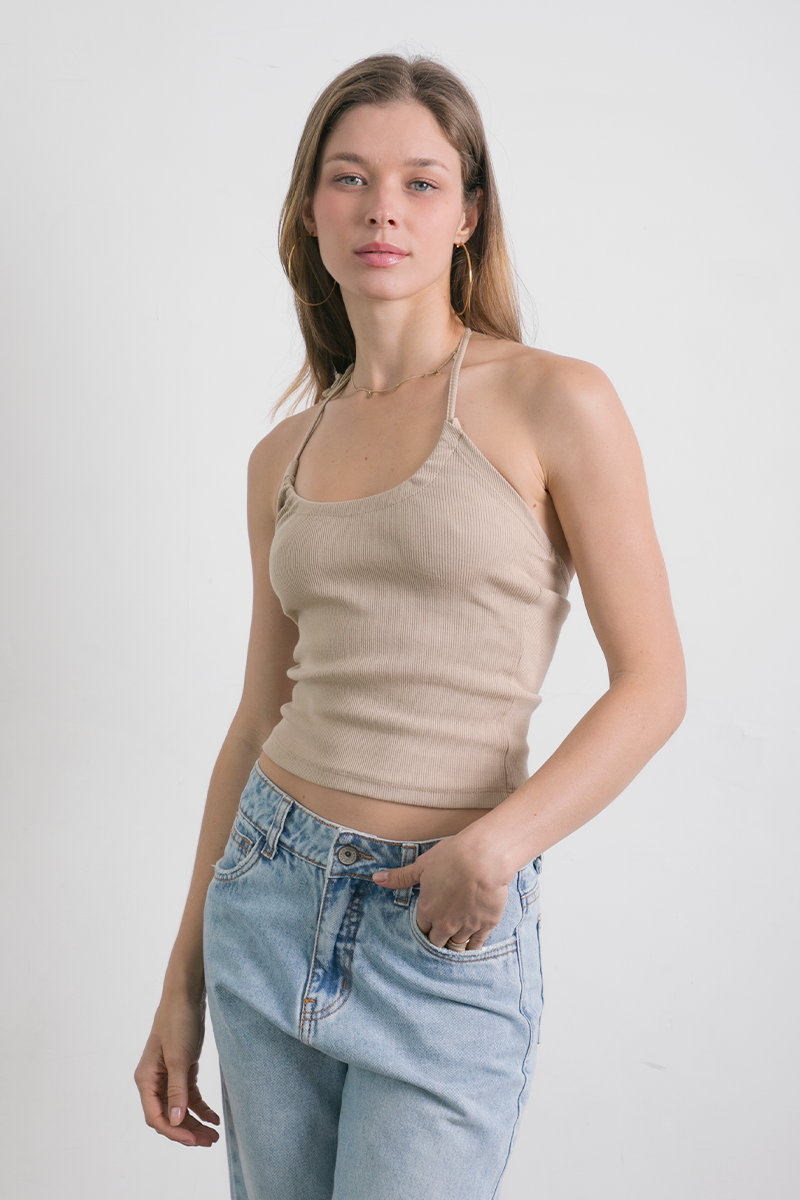 Lucia Halter Top Beige