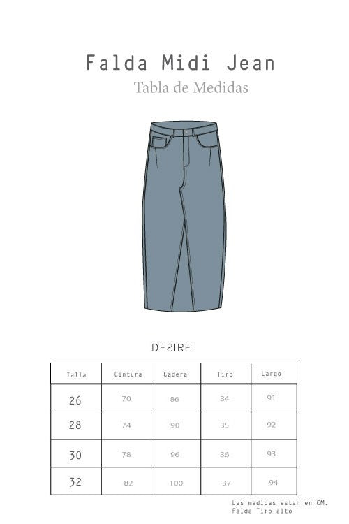 Falda Midi Jean Indigo Azul