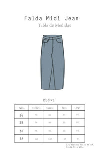 Falda Midi Jean Indigo Azul