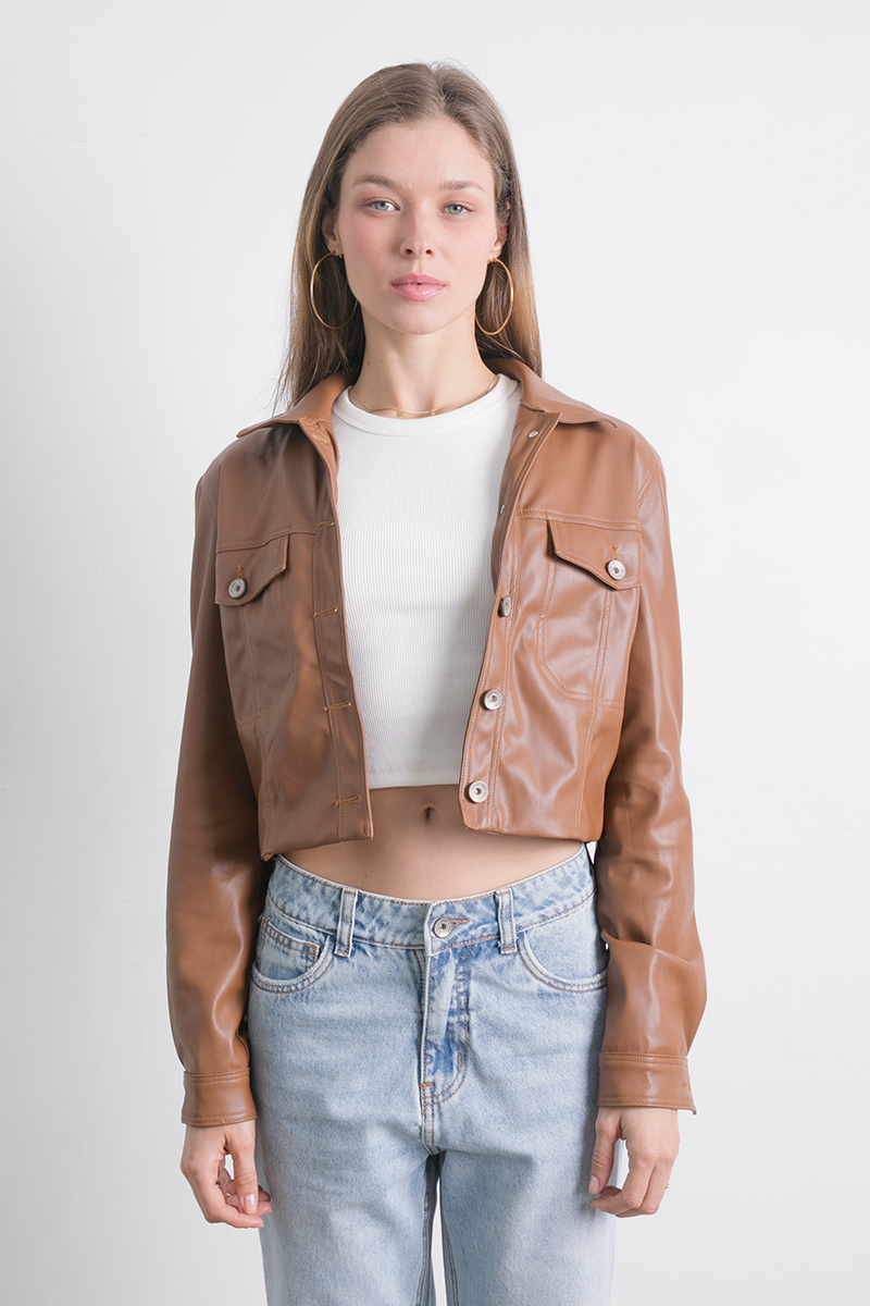 Chaqueta Cuerina Camel