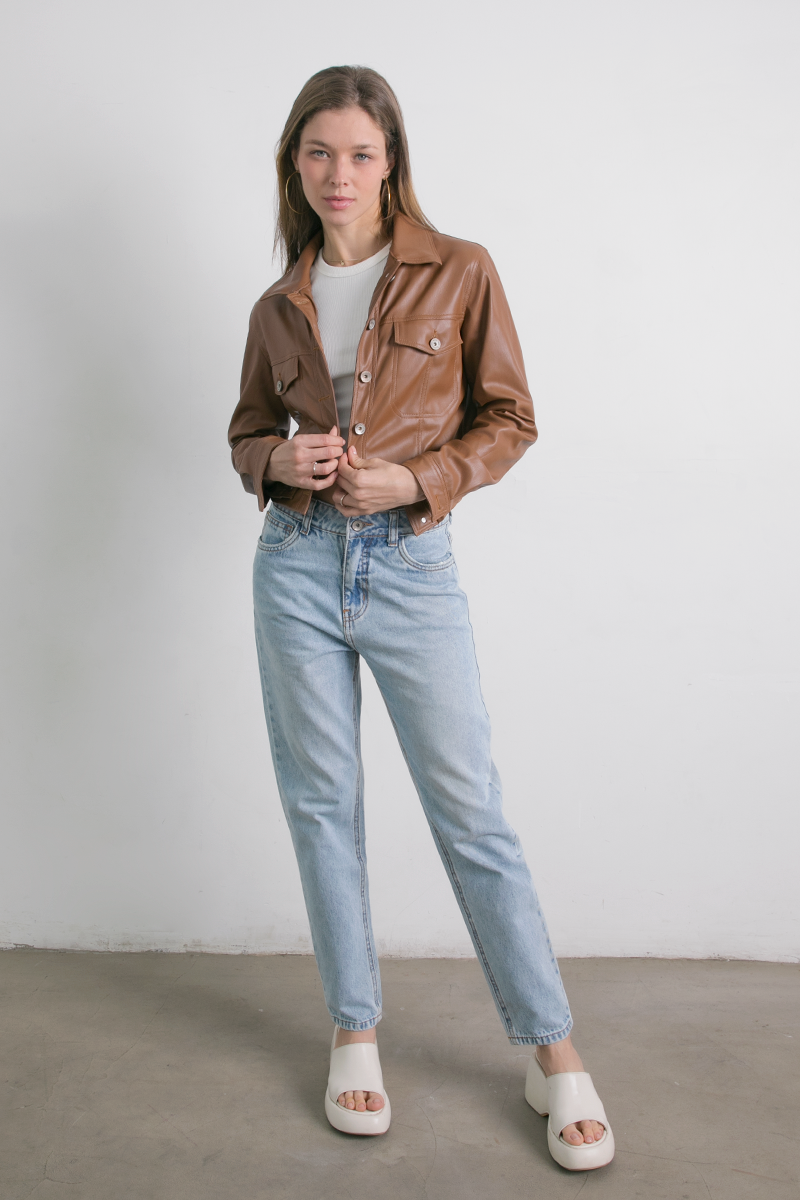 Chaqueta Cuerina Camel