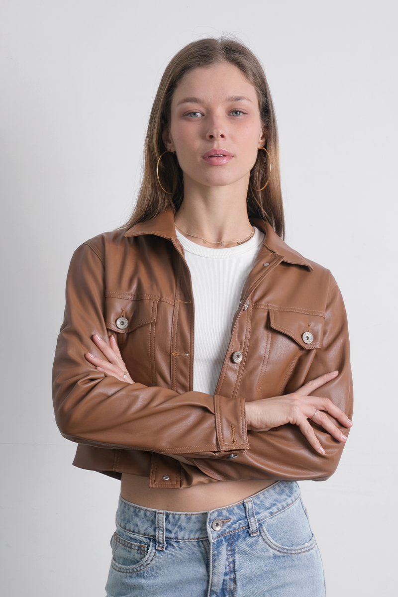 Chaqueta Cuerina Camel