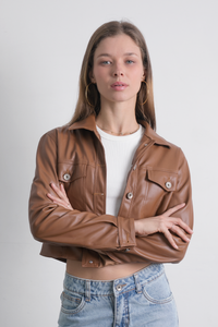 Chaqueta Cuerina Camel