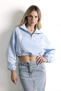 Sudadera Deportiva Crop Celeste