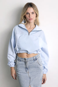 Sudadera Deportiva Crop Celeste