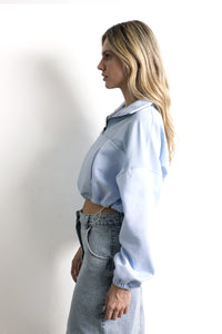 Sudadera Deportiva Crop Celeste