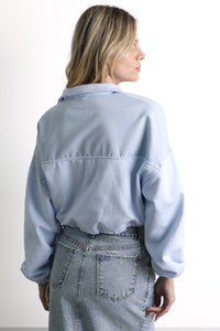 Sudadera Deportiva Crop Celeste